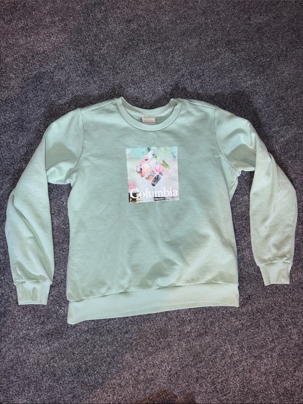 Columbia Mint Green Floral Logo Crewneck Sweatshirt
